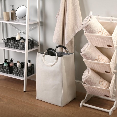 WHITE LAUNDRY HAMPER WITH HANDLES