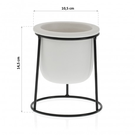 CERAMIC PLANTER W/ METAL STAND
