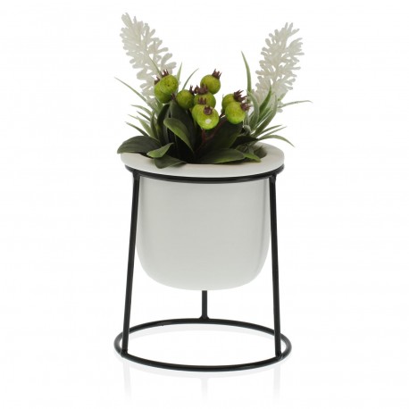 CERAMIC PLANTER W/ METAL STAND