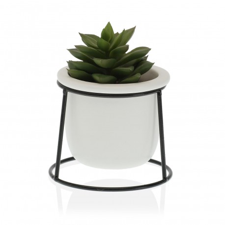 CERAMIC PLANTER W/ METAL STAND