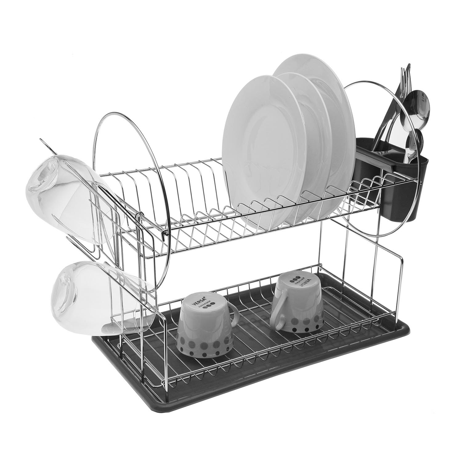 DOUBLE GREY DISH RACK