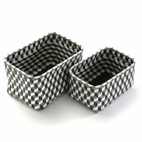 SET 2 RECTA. GRAY 3D BASKETS