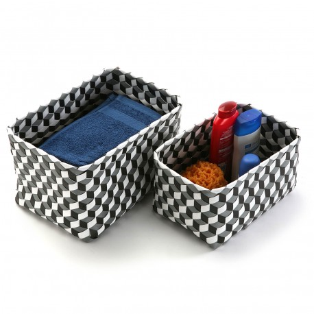 SET 2 RECTA. GRAY 3D BASKETS