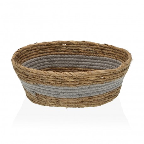 OVAL GREY BASKET WITH HANDLES