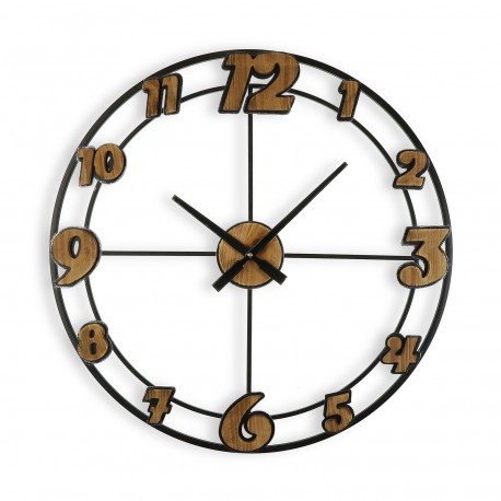 WOOD AND IRON WALL CLOCK 60CM