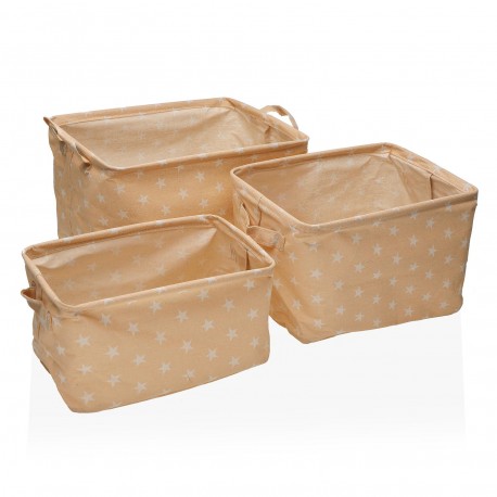 SET 3 BASKET STARS BEIGE RECT.