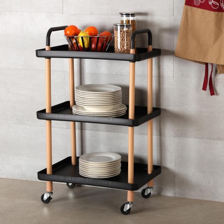 BLACK 3-TIER TROLLEY
