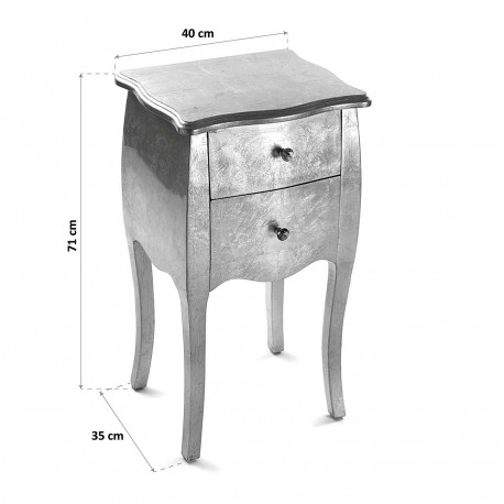 SILVER BEDSIDE TABLE CAGLIARI