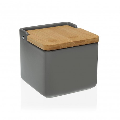 GREY BAMBOO LID SALT BOWL
