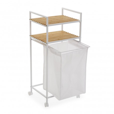 WHITE LAUNDRY RACK WITH WEELS