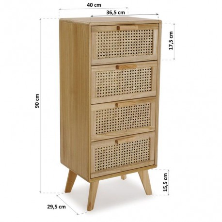 BEDSIDE TABLE WITH 4 DRAWERS