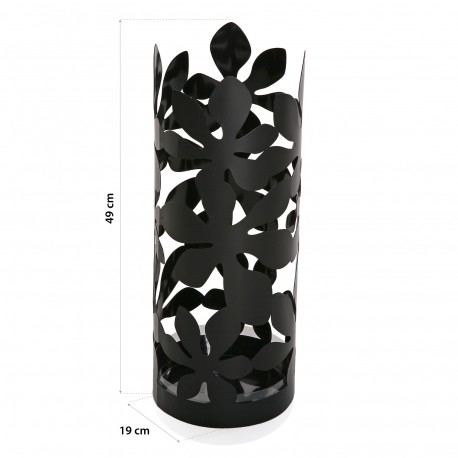 UMBRELLA STAND FLOWERS BLACK