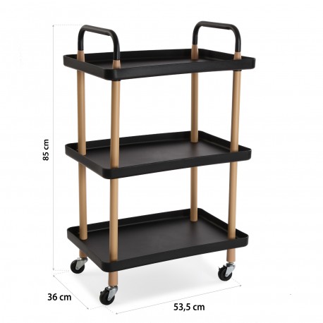 BLACK 3-TIER TROLLEY