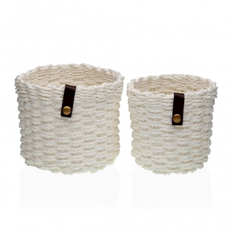 SET 2  ROUND WHITE BASKETS