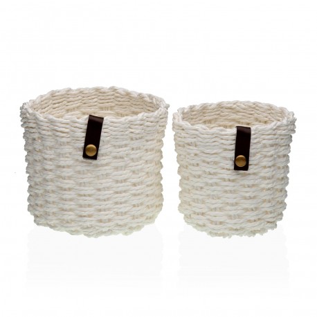 SET 2  ROUND WHITE BASKETS