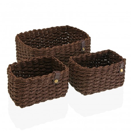 SET OF 3  BASKETS BROWN