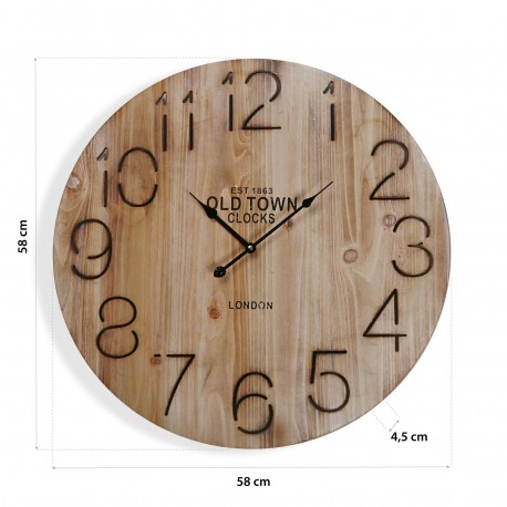 WOOD CLOCK 58CM