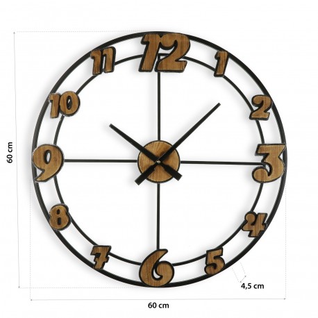 WOOD AND IRON WALL CLOCK 60CM