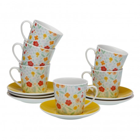 SET 6 TEA CUPS WITH PLATE