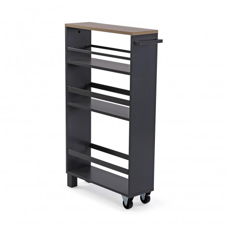 GREY 3-SHELF WHEELED TROLLEY