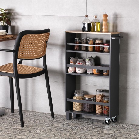 GREY 3-SHELF WHEELED TROLLEY