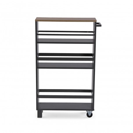 GREY 3-SHELF WHEELED TROLLEY