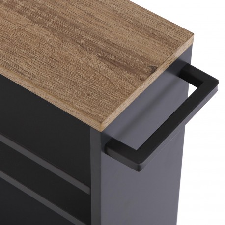 GREY 3-SHELF WHEELED TROLLEY