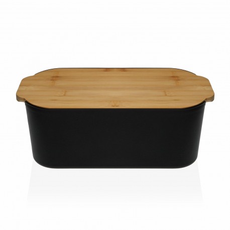 BLACK BREAD BIN WITH CUTTING BOARD