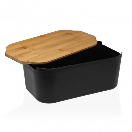 BLACK BREAD BIN WITH CUTTING BOARD