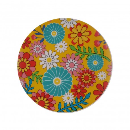 YELLOW FLORAL PLATE 20CM