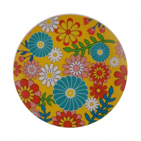 YELLOW FLORAL PLATE 25CM
