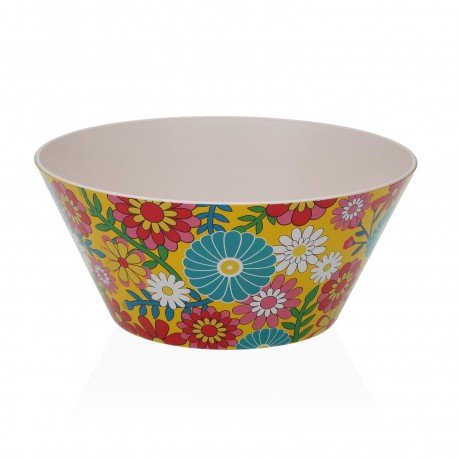 YELLOW FLORAL SALAD BOWL