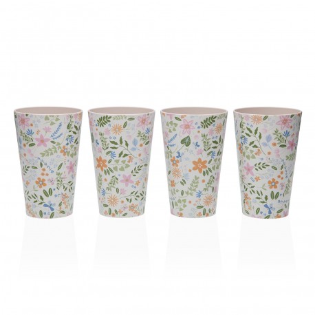 SET OF 4 FLORAL GLASSES