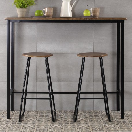 DARK TABLE AND 2 STOOLS SET
