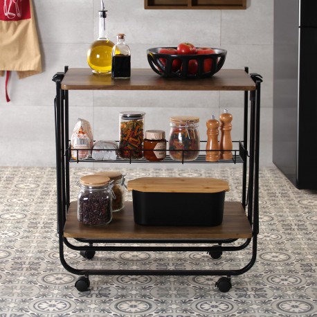 BLACK WHEELED FOLDING TROLLEY