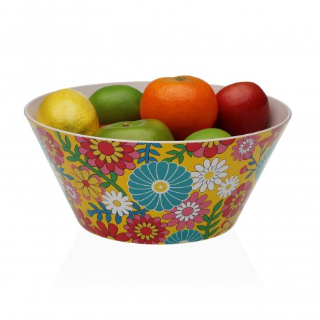 YELLOW FLORAL SALAD BOWL