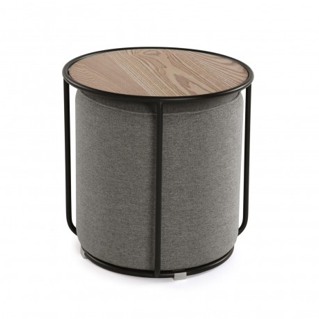LIGHT GREY POUFFE AND TABLE