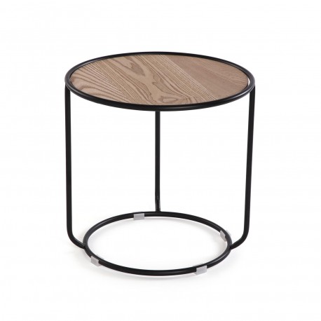 BROWN POUFFE AND TABLE