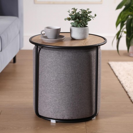 DARK GREY POUFFE AND TABLE