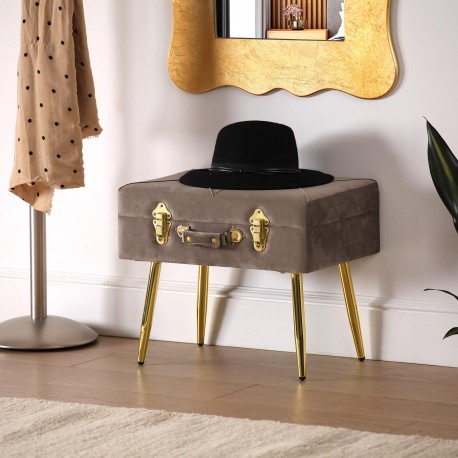 LIGHT GREY VELVET END BED BENCH