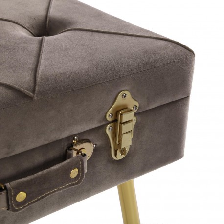 LIGHT GREY VELVET END BED BENCH