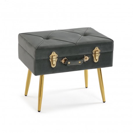 DARK GREY VELVET END BED BENCH