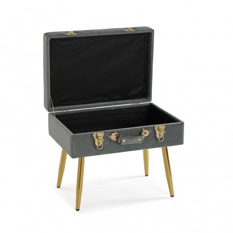 DARK GREY VELVET END BED BENCH