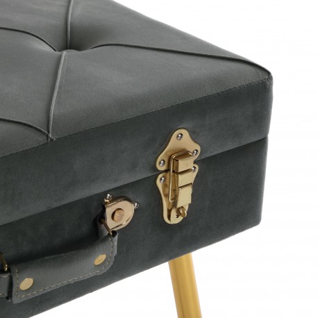 DARK GREY VELVET END BED BENCH