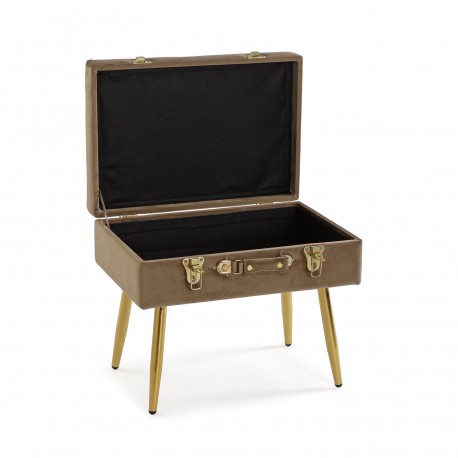 BROWN VELVET END BED BENCH