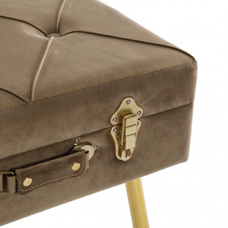 BROWN VELVET END BED BENCH