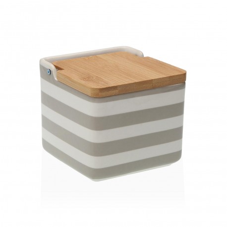 GREY STRIPED SALT BOWL