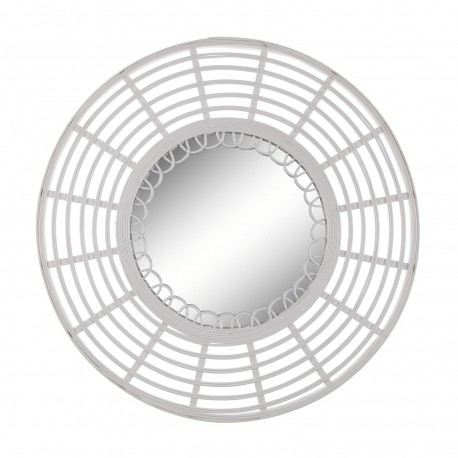 ROUND WHITE BAMBOO MIRROR