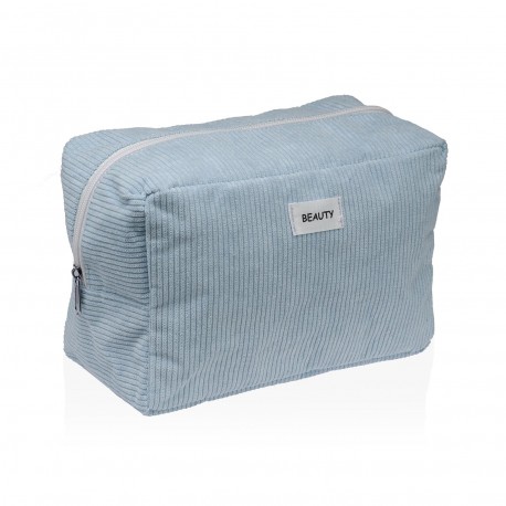 LARGE BLUE CORDUROY VANITY CASE