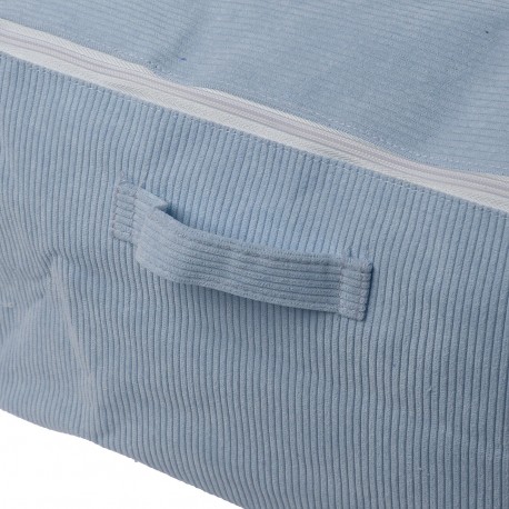 MEDIUM BLUE CORDUROY STORAGE BOX